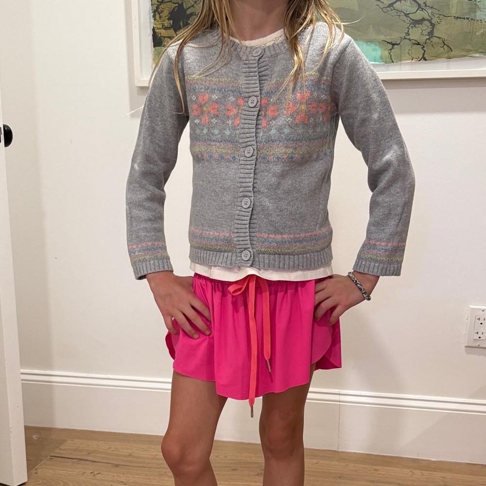 Carter's Gray Knit Cardigan with Pink Trim